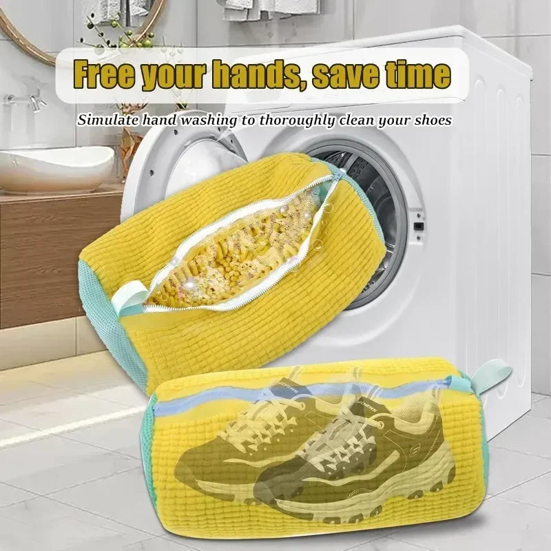 Laundry Bags Shoe Washing Machine Bag-with Zipper Laundry Bag with Rich Fluff Inside,Perfect for Sneakers with Shoe Brush Zpaxo