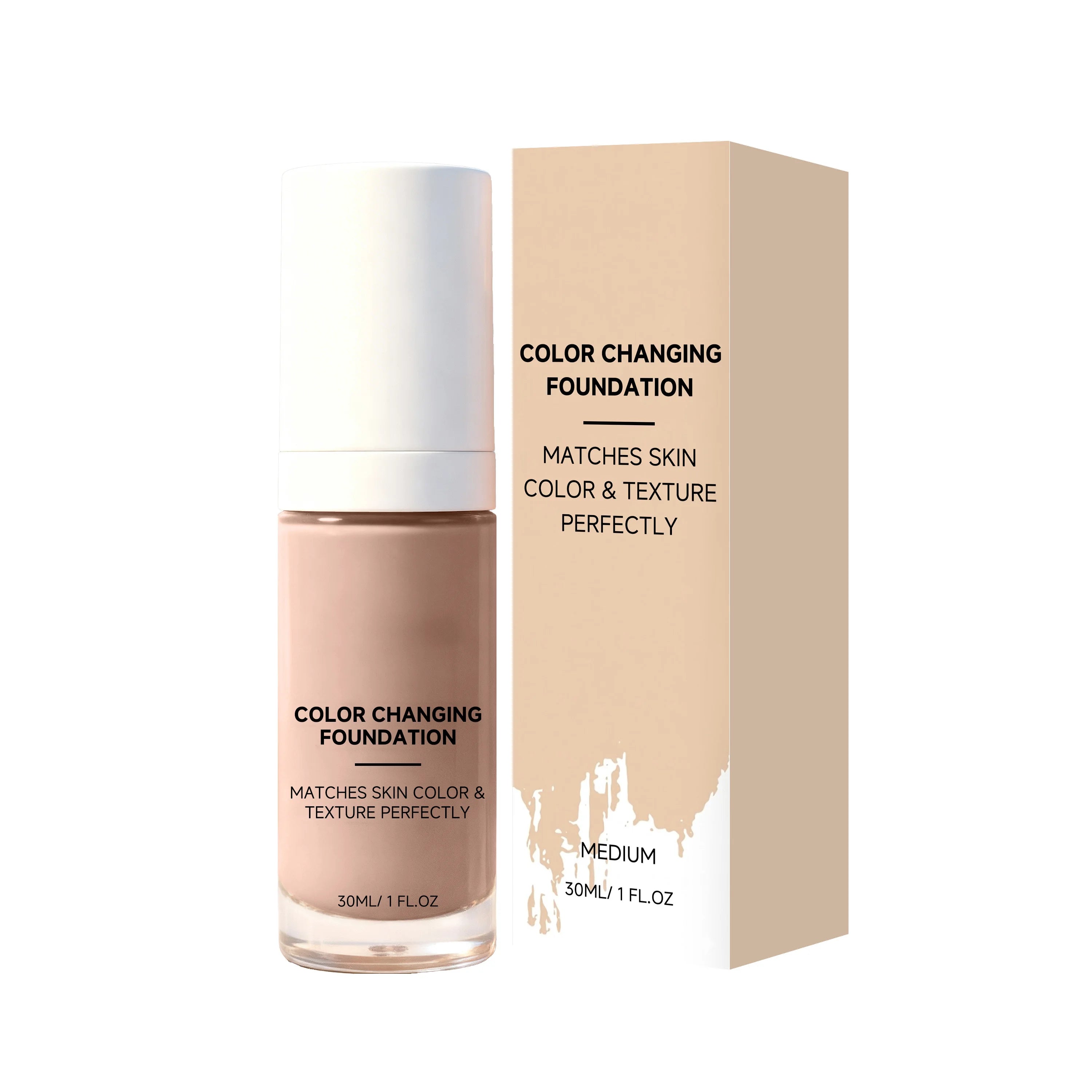 Color Changing Liquid Foundation | Waterproof Full Coverage Makeup Liquid Foundation Zpaxo Medium Skin Color