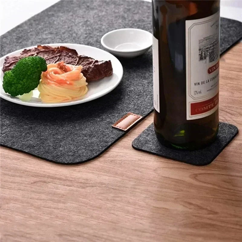 3-4pcs Set Placemat Table Mat Washable Felt Placemats Tableware Pad Non-Slip Placemat for Kitchen Bistro Tables Bars Coffee Shop Zpaxo