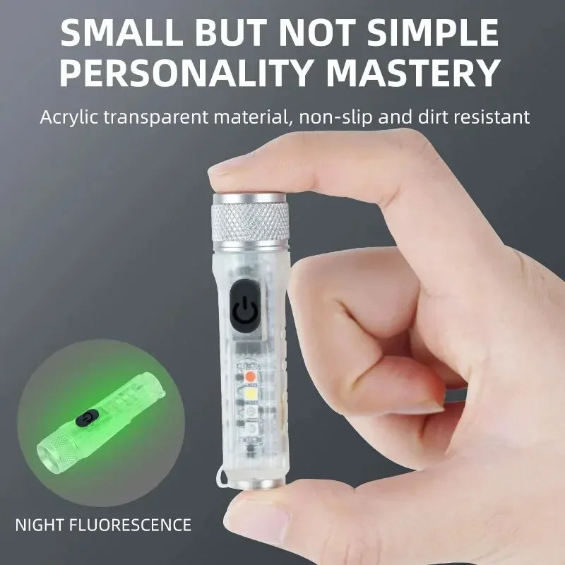 Mini USB-C LED Keychain Flashlight – 600LM Waterproof Multi-Mode