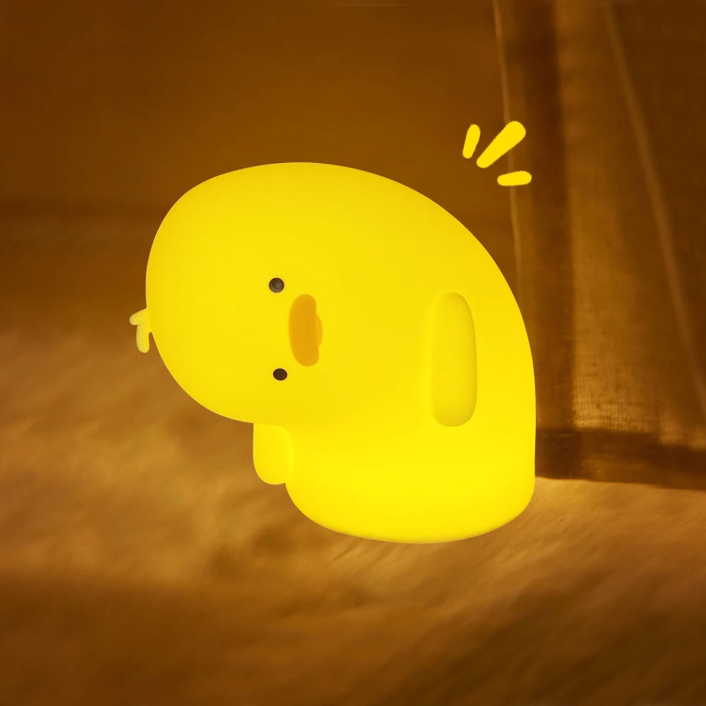 Duck Silicone Night Light for Children with Timer Usb Rechargeable Dimming Touch Lamp Sleeping Bedroom Cartoon Animal Decor Gift Zpaxo Style F