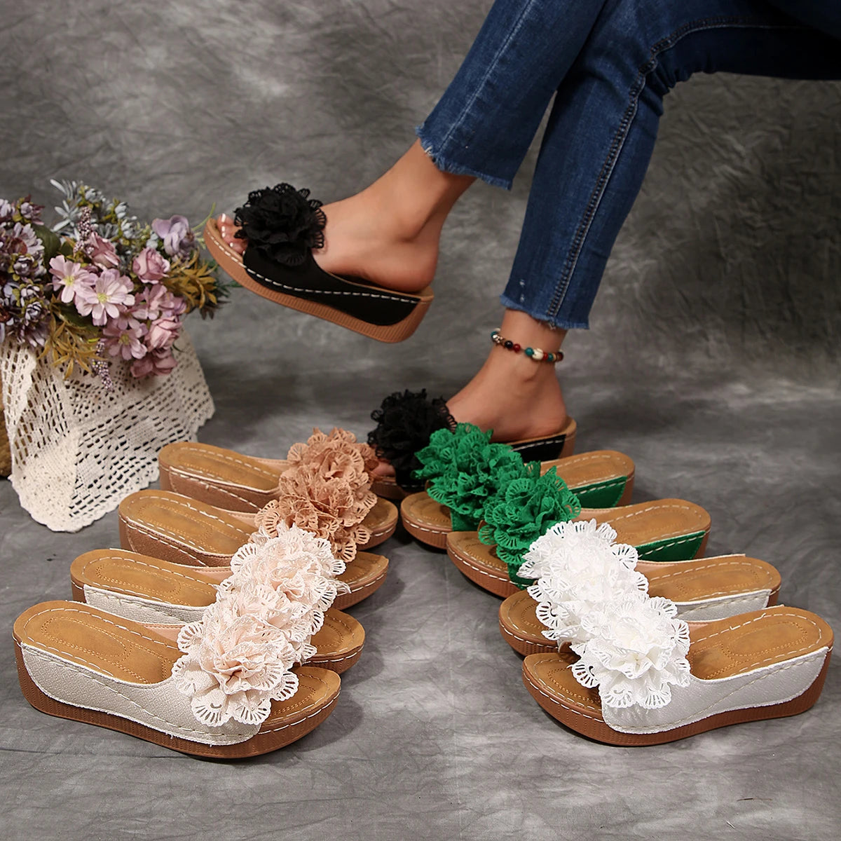 Women Wedges Slippers 2026 Lightweight Sandals Slip Fashion Woman Zpaxo
