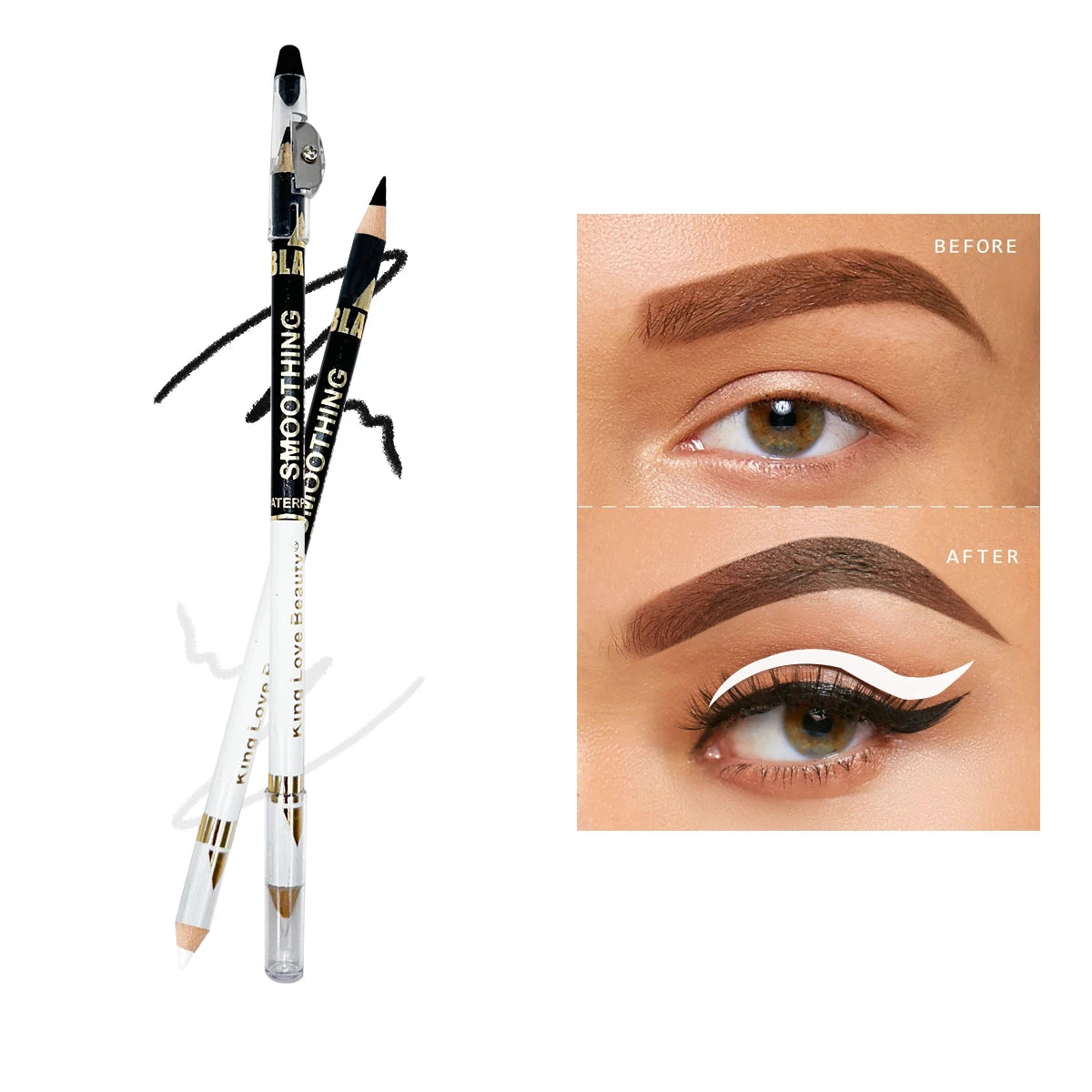Double Head Eyeliner Pen Suit Waterproof Sweat Proof Smooth Lasting Zpaxo