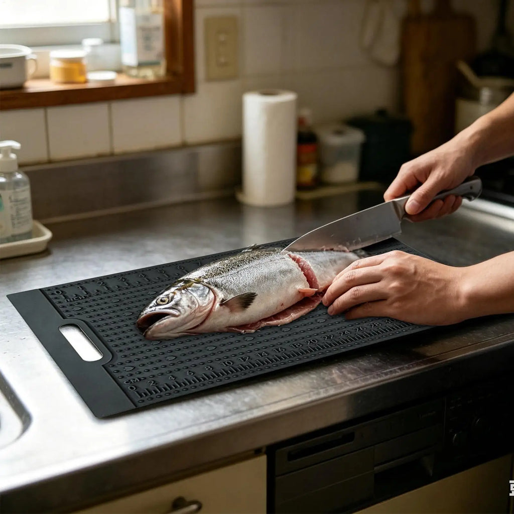 Fish Fillet Mat Non Slip PVC Cutting Board Measuring Scale Cleaning