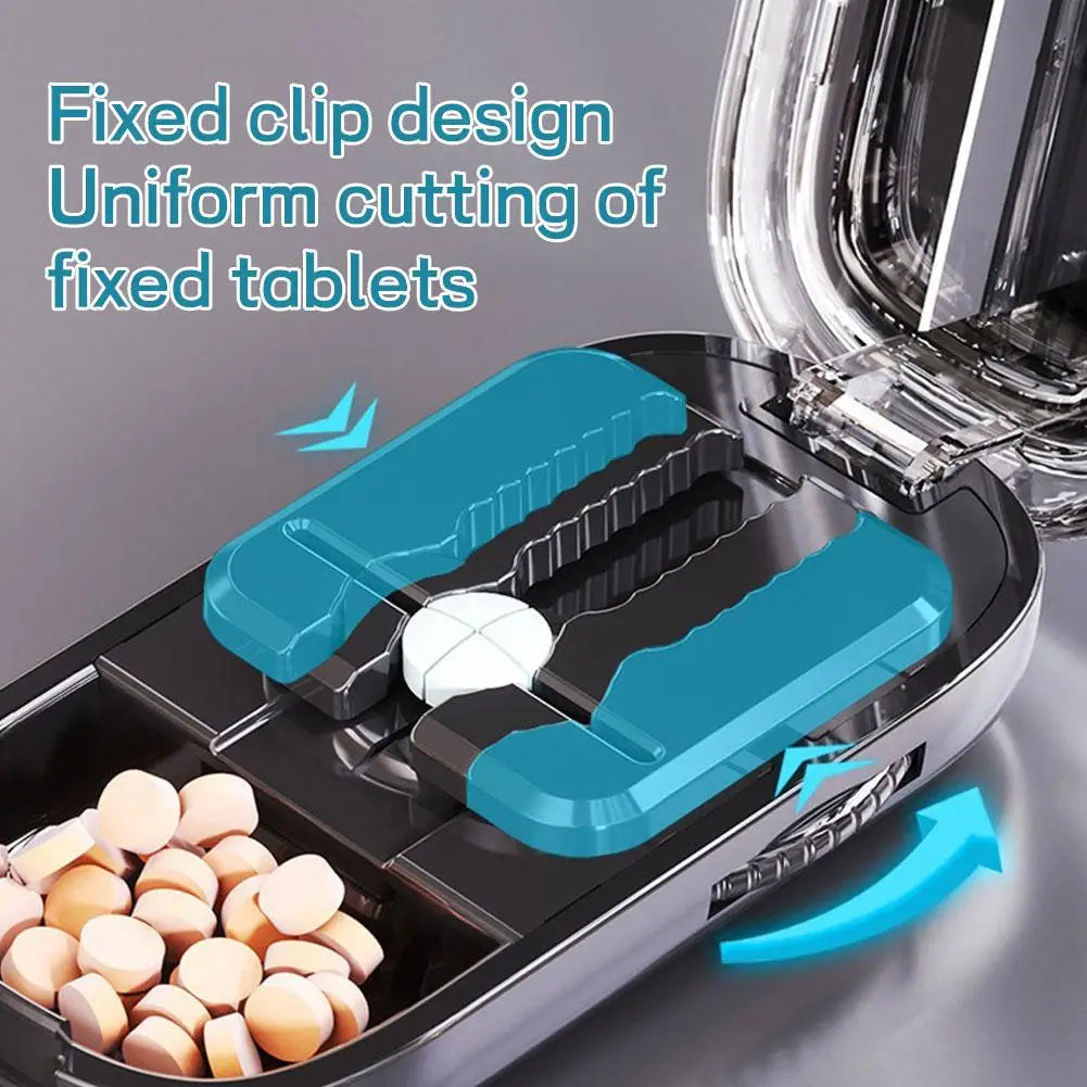 Adjustable Quartering Pill Cutter Storage Box Portable Drug Tablet Medicine Dustproof Divider Organizer Crusher Pill Cutter Zpaxo