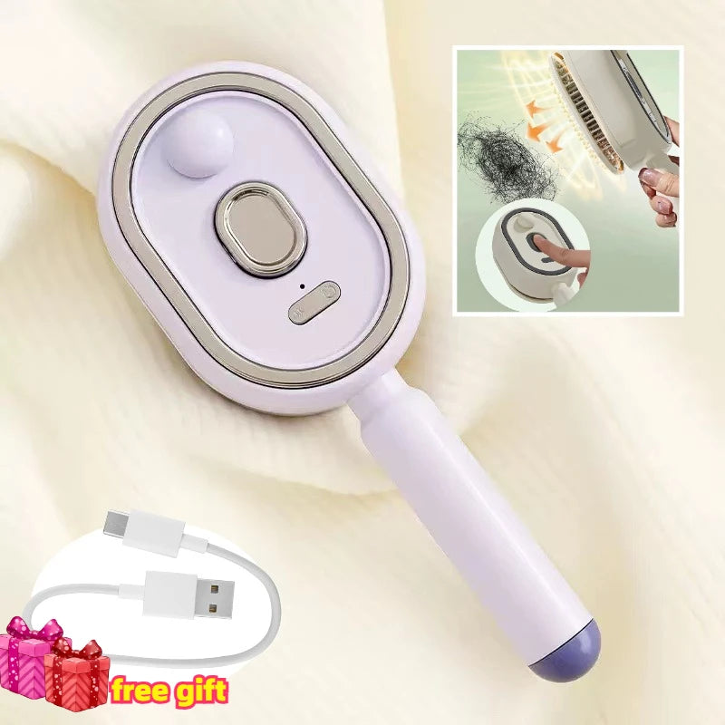 Self Cleaning Electric Spray Comb Comb for Cats with Steam Hair Comb Macaron Color Smooth Shiny Nourishing Red Light Scalp Care Zpaxo Purple