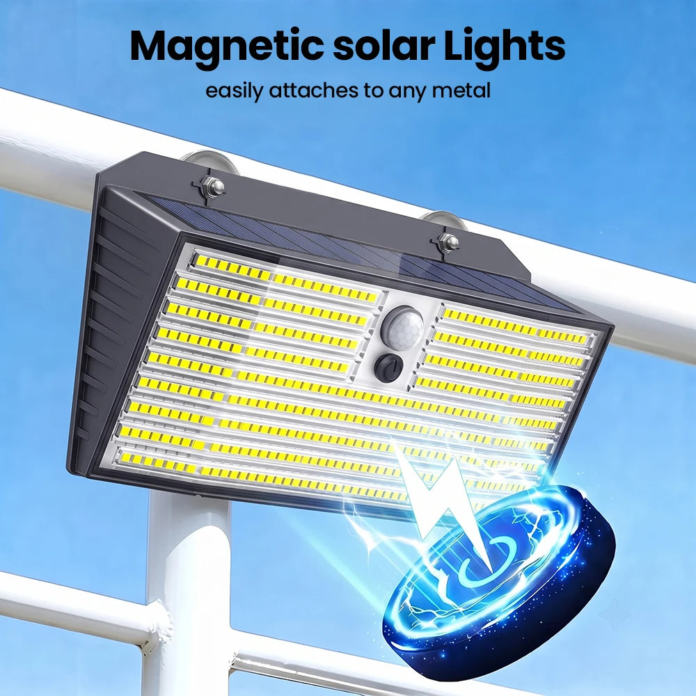 Outdoor Magneti Solar Light 418LED Solar Light with 3 Lighting Modes 800LM IP65 Waterproof Wall Light For Yard Garden Camping Zpaxo