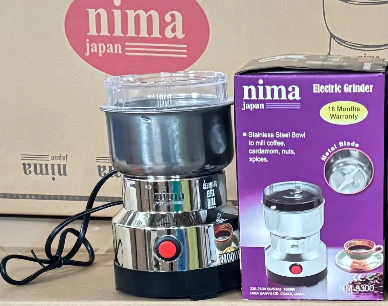 Mini Electric Grinder 300ml Ultrafine Pulverizer for Baby Food Coffee Spice Pepper Grain Mill with 2/4 Blades Household Use Zpaxo Light Grey EU