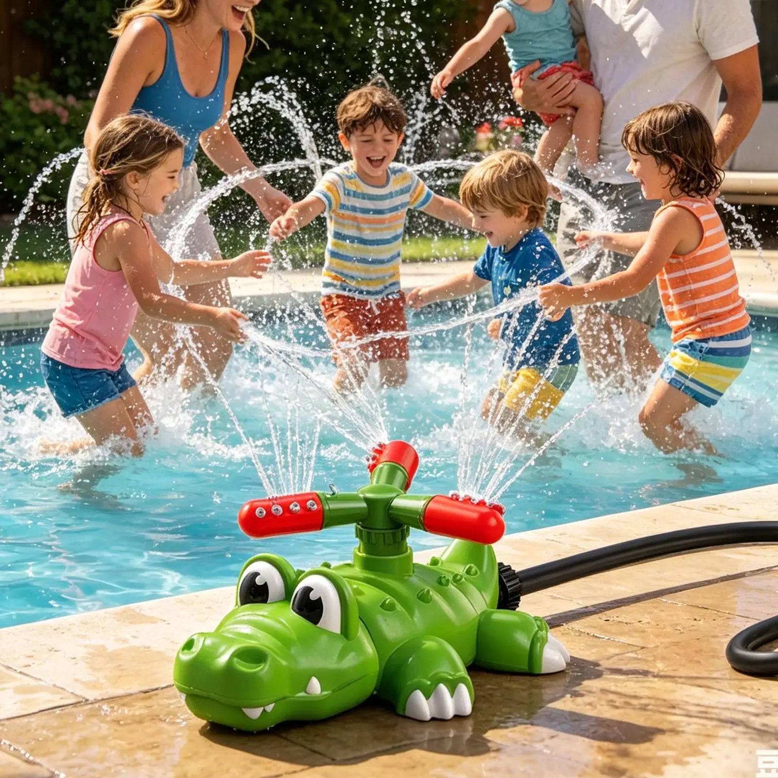 Kids Sprinklers Outside Cartoon Crocodile Rocket Launch Game Outdoor Zpaxo