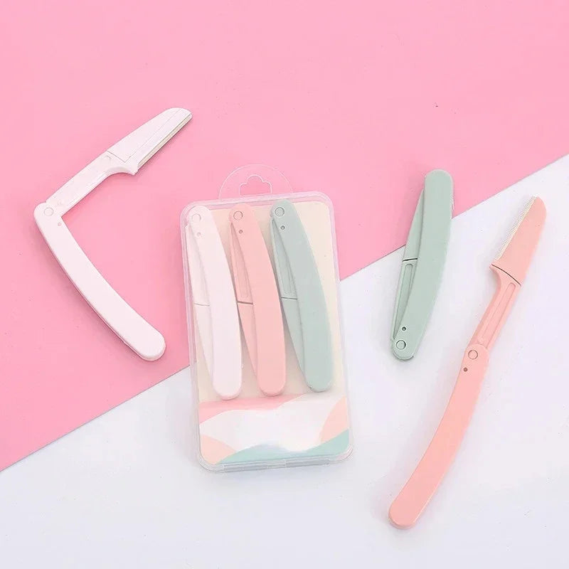 3pc Safe Folding Ladies Face Shaver Eyebrow Trimmer Blade Anti-Scratch Razor Makeup Tools Eyebrow Trimmer Face Razor for Women Zpaxo