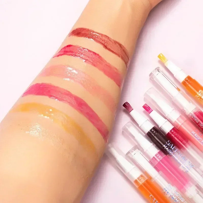 Fruit Glitter Plumping Lip Gloss Jelly Moisturizer Rotate Lip Tint Stick Transparent Lip Oil Fullness Makeup Lips Care Brush Zpaxo