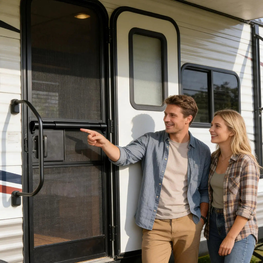 RV Screen Door Crossbar Adjustable Push Grab Bar Trailer Travel Easy