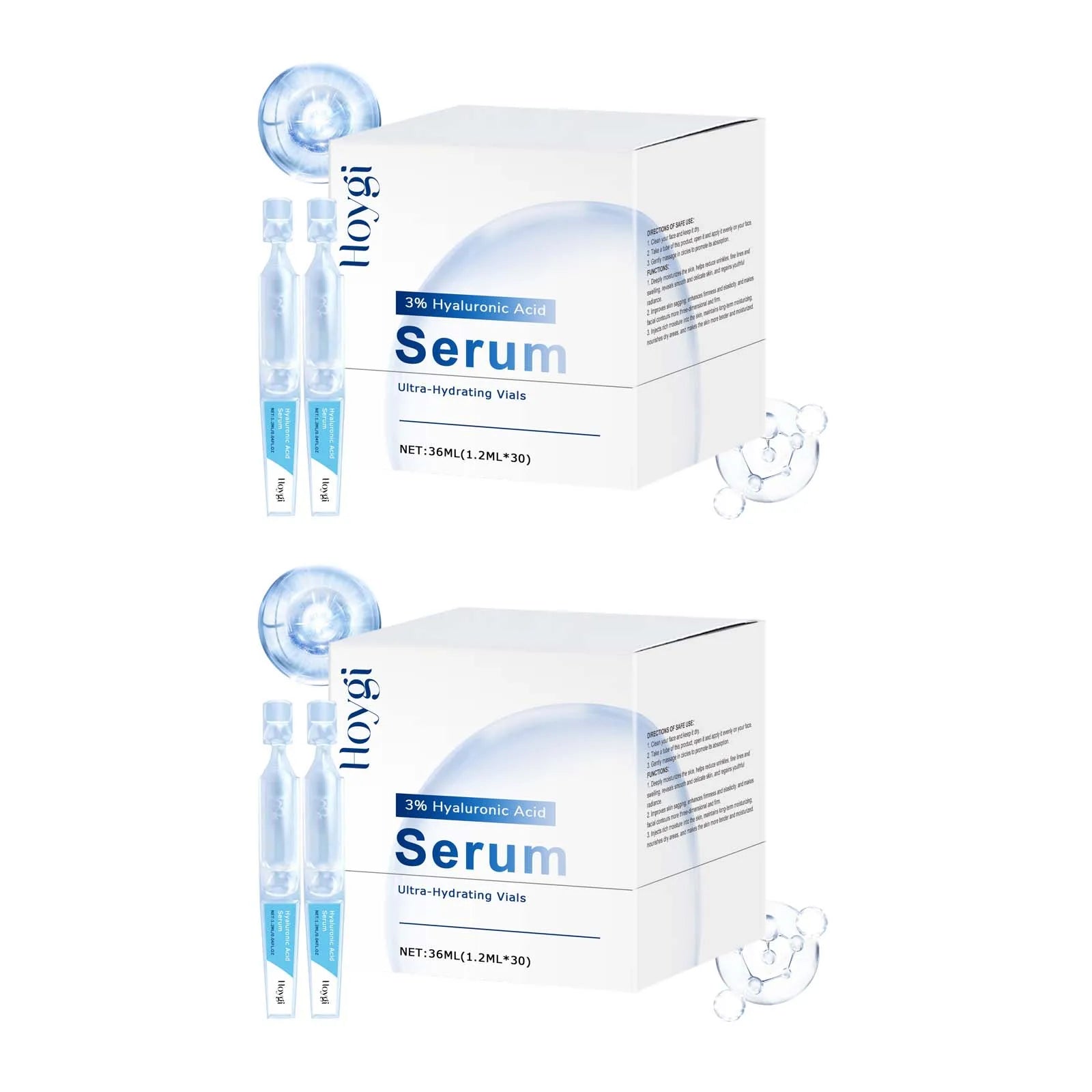 Hoygi Hyaluronic Acid Face Serum – Hydrate, Firm & Brighten Hyaluronic Acid Serum Zpaxo 2 x 36ml Boxed