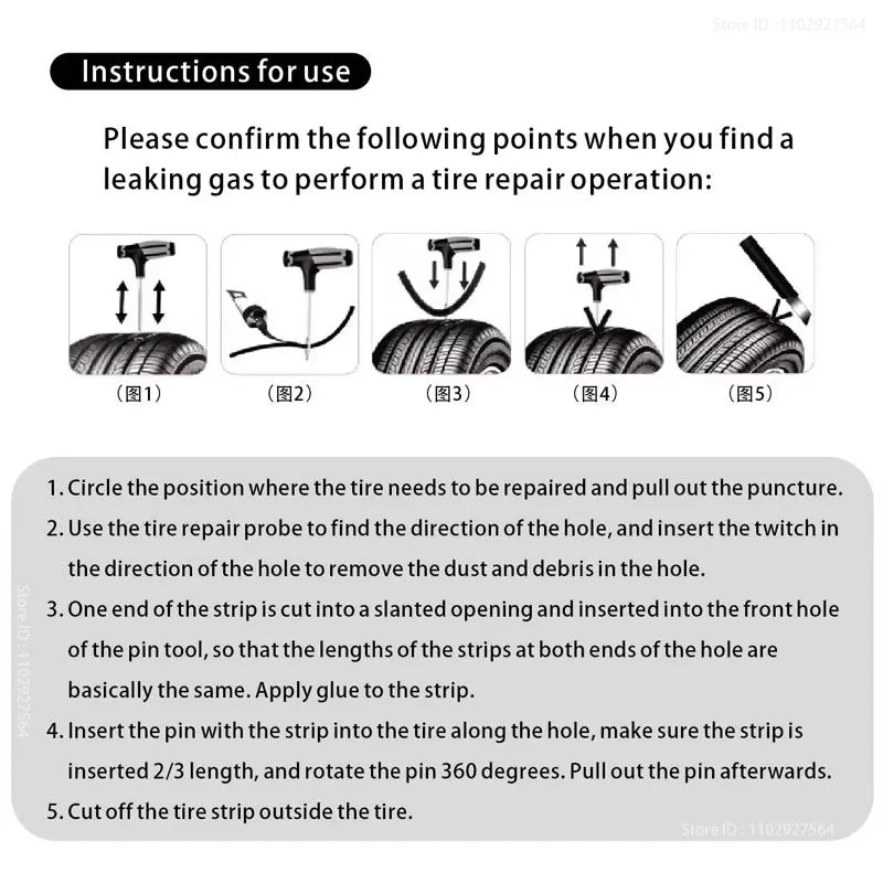 Car Tire Repair Tool Tubeless Tyre Puncture Plug Studding Rubber