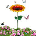 Bird Bath Stake Metal Garden Decor Feeding Bowl Hummingbird Finch