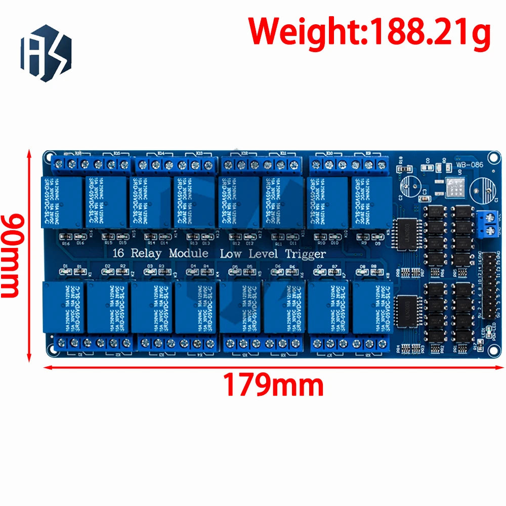 16 Channel 5V Relay Board, Optocoupler Isolated 10A 250V AC 30V DC Relay Module for Arduino Compatible Zpaxo