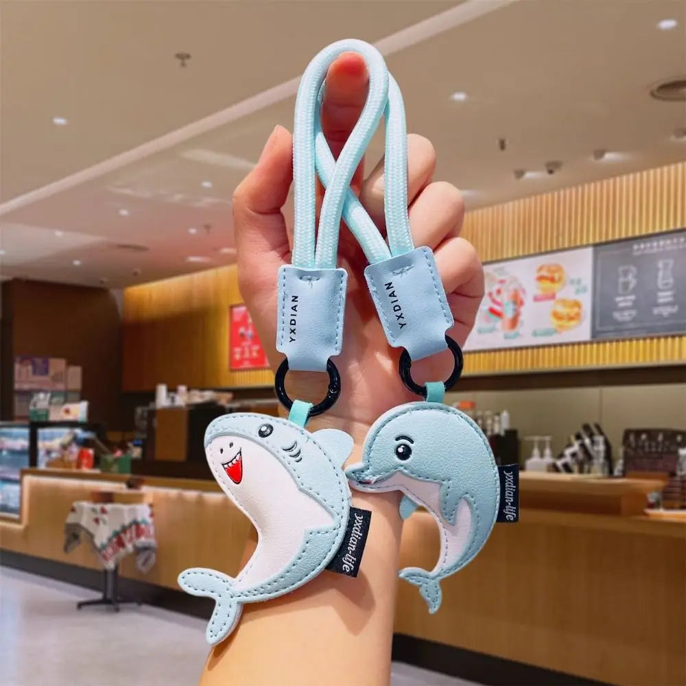 Funny PU Leather Dolphin Keychain Ocean Animal Shark Dolphin Pendant Birthday Gifts Bag Charms Car Keyring Girl/Boy Zpaxo