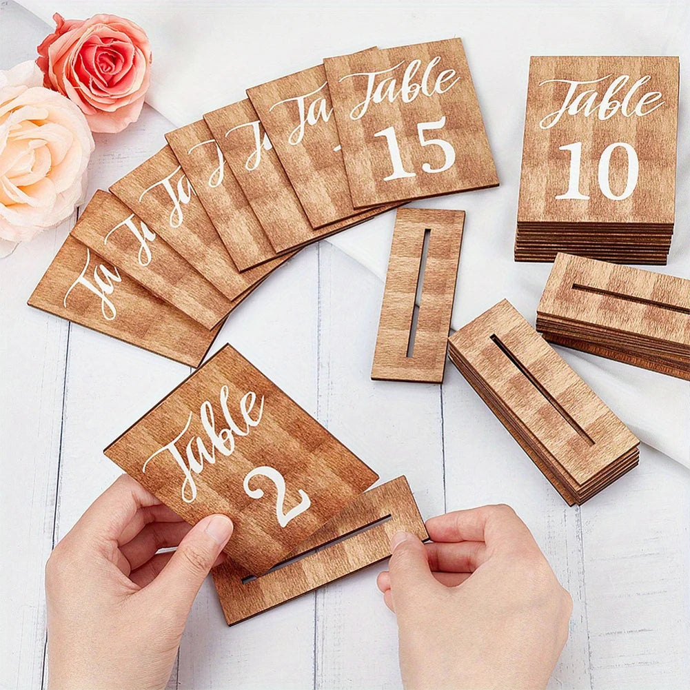 Wedding Centerpieces Wooden Base Tables Markers Bridal Banquet Table