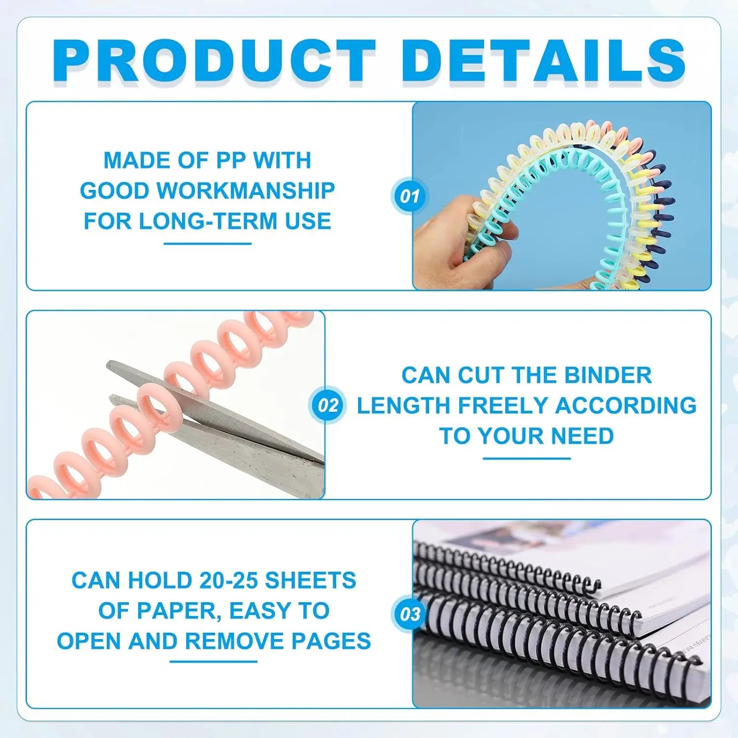 5-Pack 30-Ring Colorful Plastic Comb Binding Spines | Office & School
