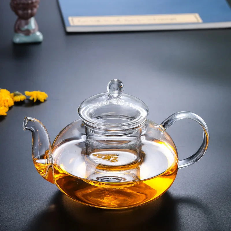 400/800/1000ml High Borosilicate Glass Tea Set, Including Flower Tea Pot, Complete Filtration and Brewing Tea Set Brewing Pot Zpaxo