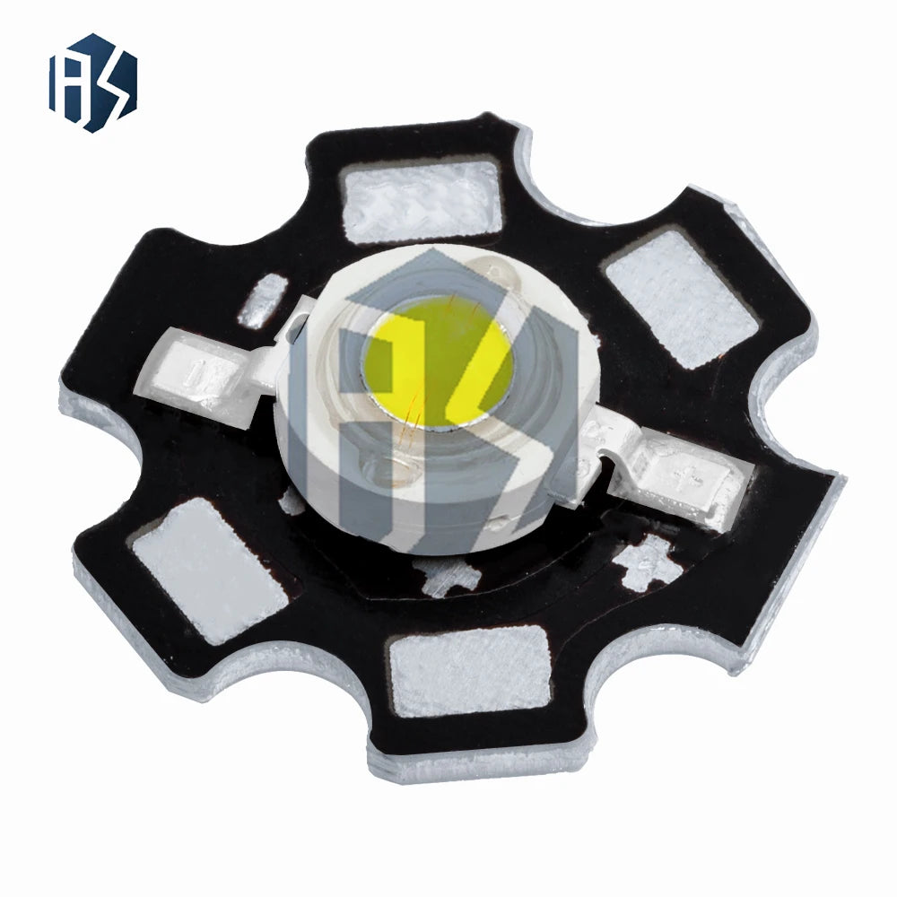 1W Pure White Full Spectrum LED Black Star Aluminum PCB Heat Sink Zpaxo
