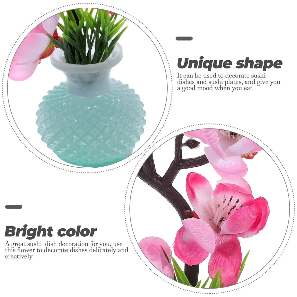 Vivid Simulated Plum Blossom Sushi Plate Flower Decor Artificial