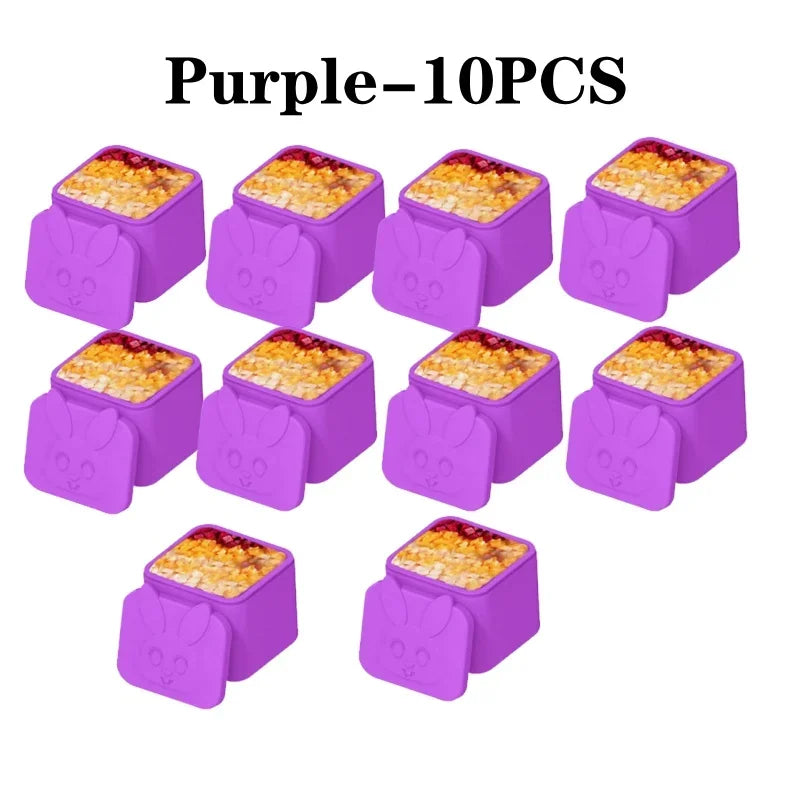 Silicone Lunch Box Sauce Divider Cup Lid Square Small Fits Most Bento Zpaxo Purple-10PCS