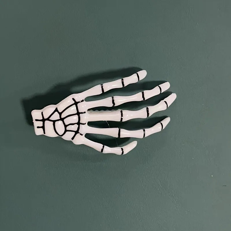 Gothic Skeleton Hand Hair Claw Clip Skull Bone Barrettes Women Horror