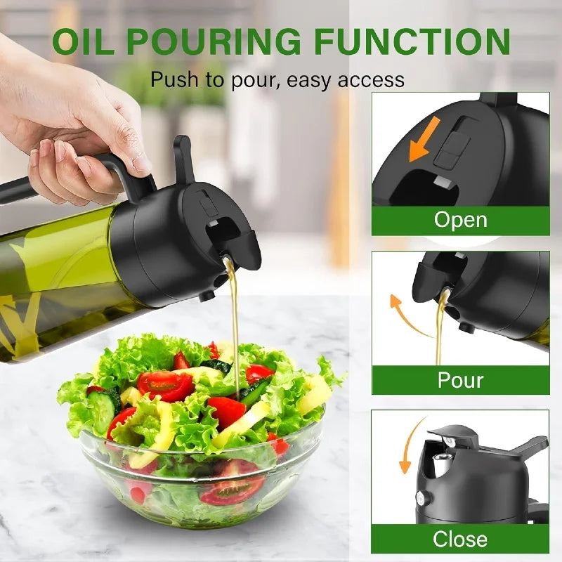2 in 1 Dark Olive Oil Sprayer and Dispenser Black Lightproof Oil Spray Bottle for Cooking Salad BBQ Kitchen Barbecue Tools Zpaxo