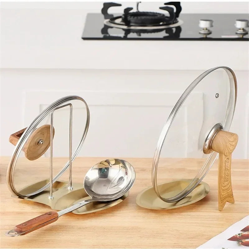 Stainless Steel Pot Lid & Spoon Holder – Kitchen Drain Rack Spoon & Lid Holder Zpaxo