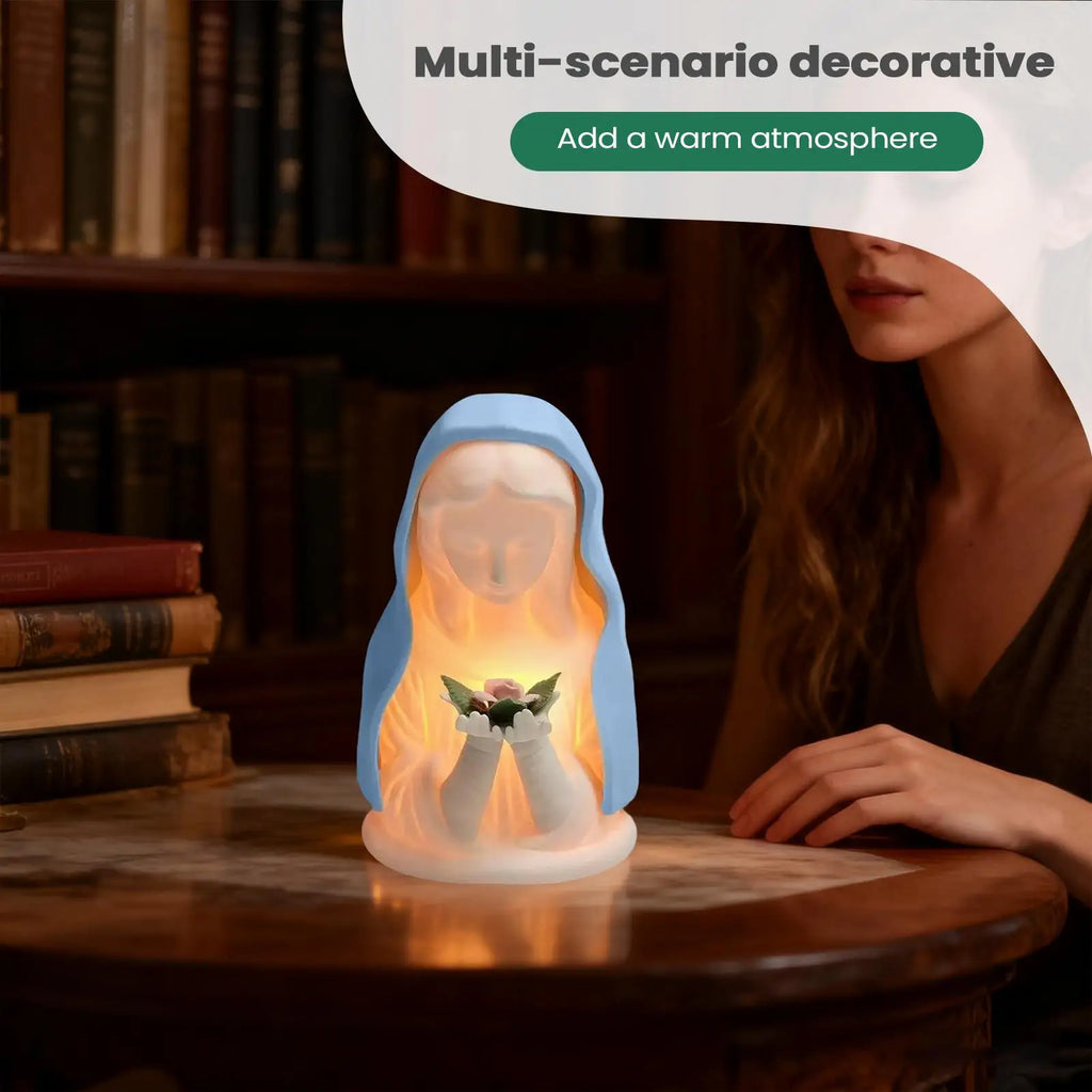 Blessed Mother Mary Night Light Plug Warm White LED Religious Decor