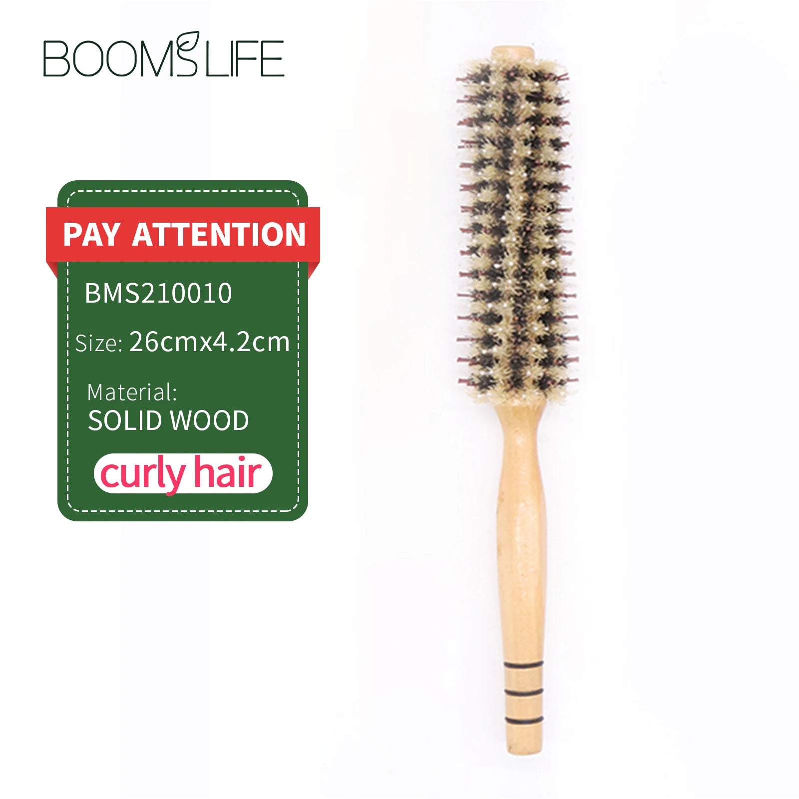 Natural Boar Bristle Rolling Brush Barber Hair Roller Wood Hair Brush Round Barrel Hair Comb for Women Curly Hair Hairdressing Zpaxo big size