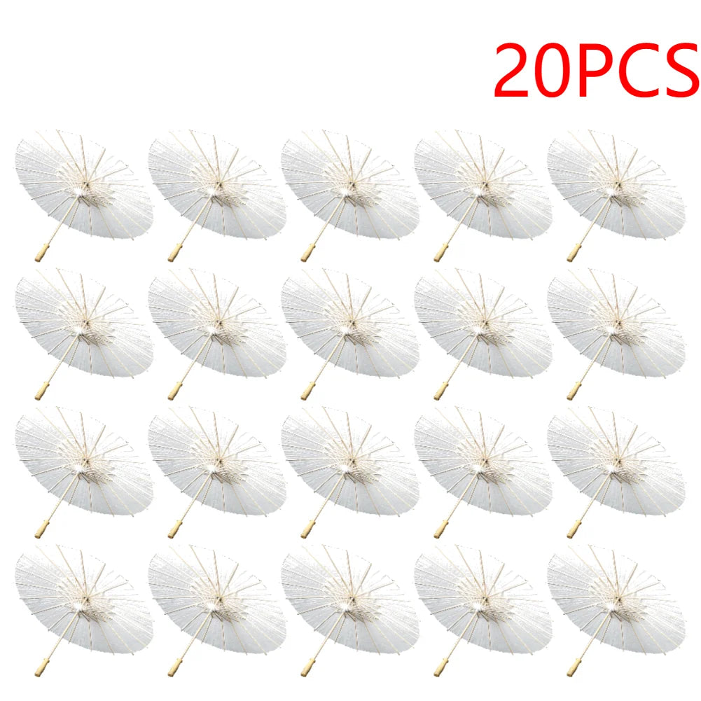 1- White Paper Parasol Umbrellas DIY Photo Cosplay Prop Bamboo Zpaxo 20PCS 9K Bamboo