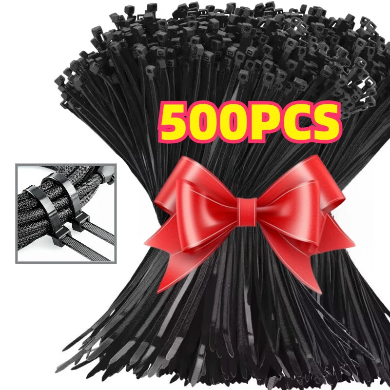 Black Cable Ties Heavy Duty Zip Ties Fastening Ring Self-locking Plastic Nylon Cable Tie Zip for Home Offices Industrial Zpaxo