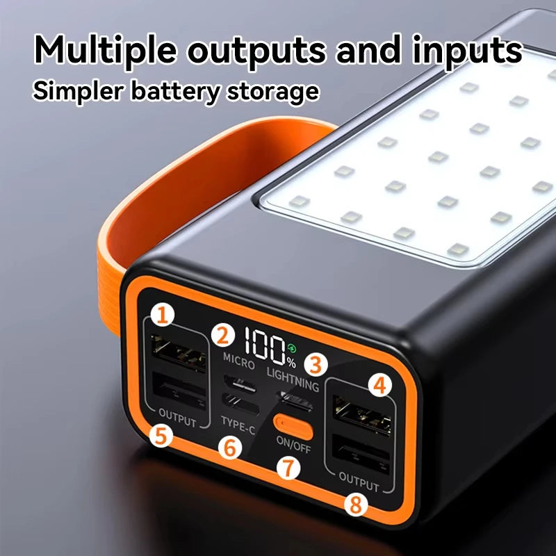 500000mAh Outdoor Large Capacity Power Bank 120W Fast Charging External Spare Battery with LED Light For iPhone Xiaomi Samsung Zpaxo