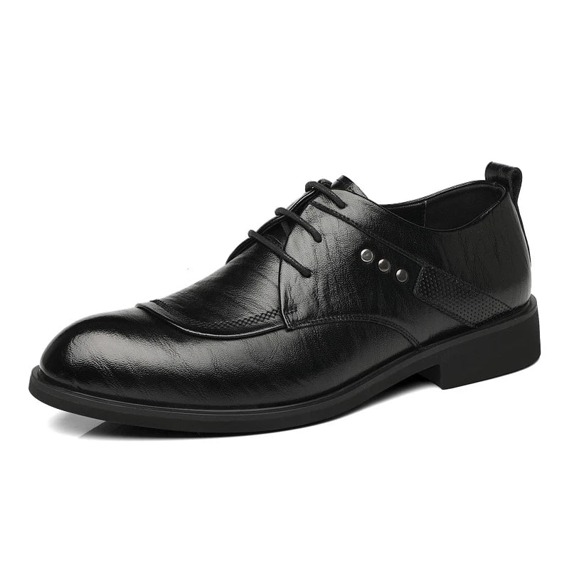 Leather Oxford Shoes Metal Rivet Detail Lace Up Formal Dress Zpaxo 3804 Black 43 China Mainland