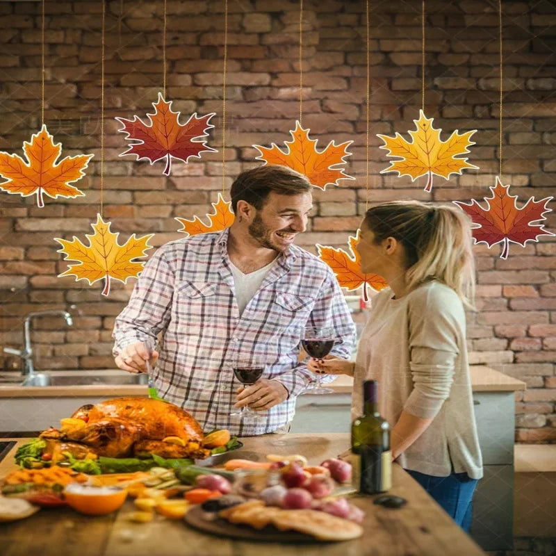 16-Pack Fall Paper Leaves Hanging Ceiling Decor | Autumn Party