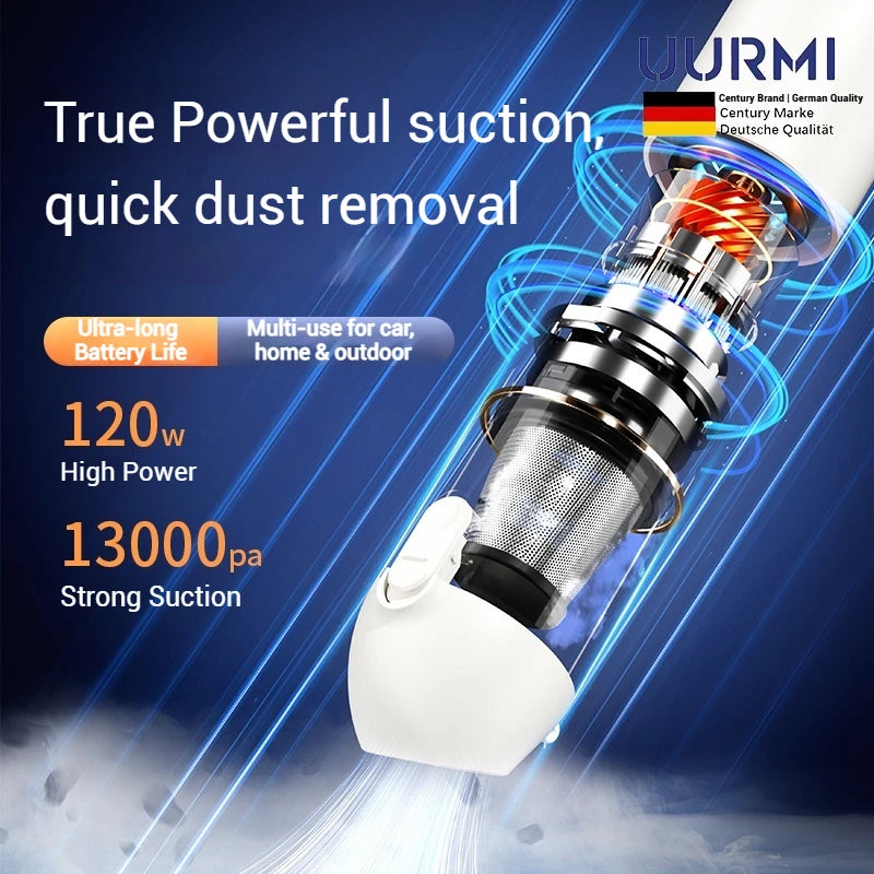 Uurmi 13000Pa 4-in-1 Cordless Vacuum: Lcd Display, One-Touch Empty, Super Suction & Blow for Car/Home/Office Zpaxo