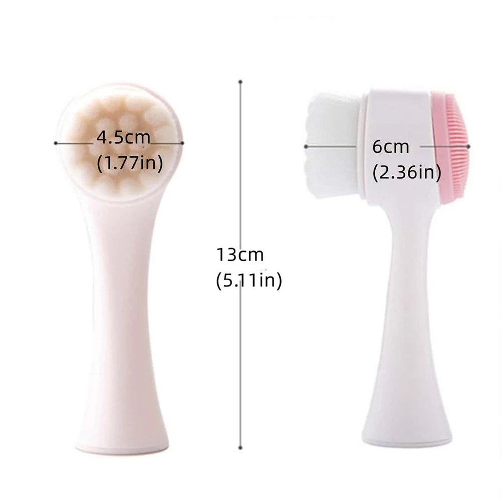 1Pc 2-in-1 Facial Cleansing Brush Manual Silicone Double Sided Soft Face Wash Brush Bristles Exfoliator Skin Care Zpaxo 1Pc Color Random