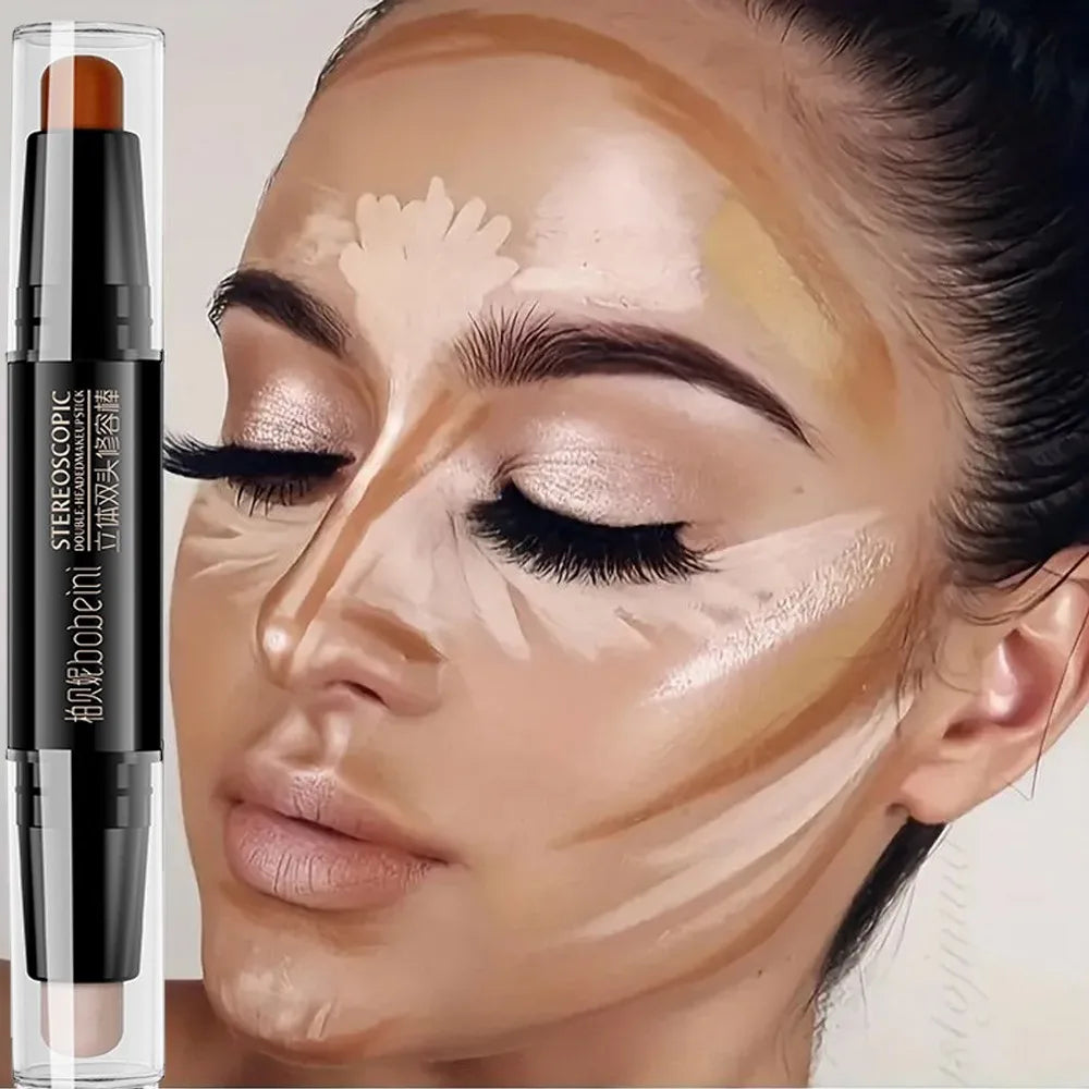 V Face Contouring Stick with Double-headed Concealer Highlighter for Three-dimensional High Nose Bridge Shadow 2 In 1 Cosmetics Zpaxo