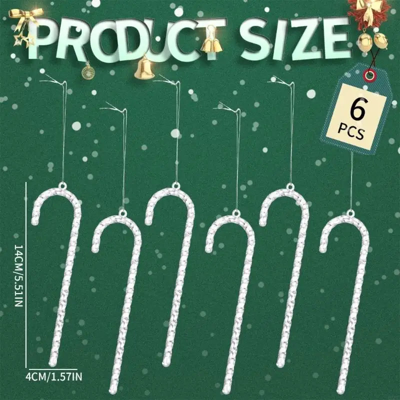 Break Resistant Acrylic Christmas Decorations 6 Pack Celebratory Candy Staff Hangers for Home Zpaxo