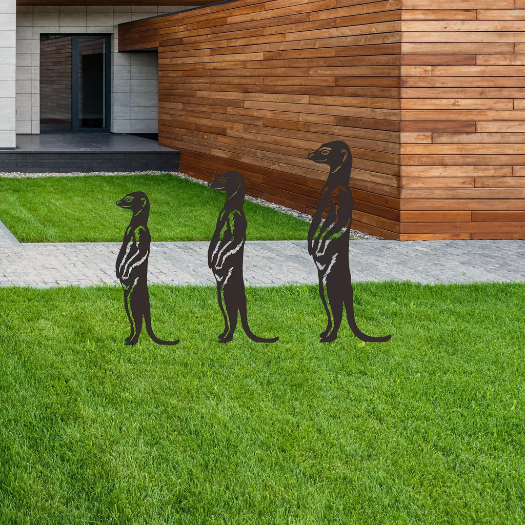 3-Pack Meerkat Garden Stakes – Metal Silhouette Yard Art Decor Garden Statue Stakes Zpaxo Default Title