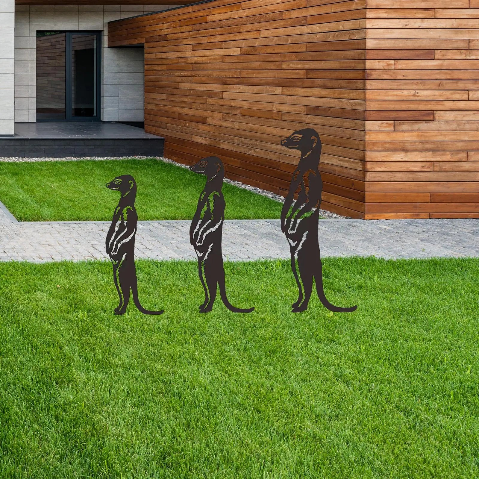 3-Pack Meerkat Garden Stakes – Metal Silhouette Yard Art Decor Garden Statue Stakes Zpaxo Default Title
