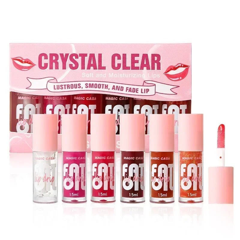 Aloe Lip Gloss 6-Piece Set – Hydrating Liquid Lipstick Kit Lip Gloss Set Zpaxo Style C 6pcs Set