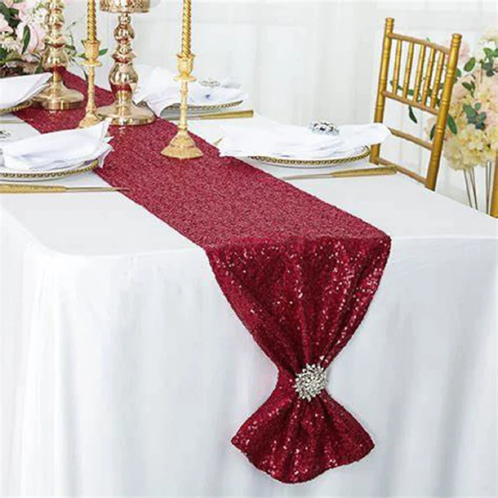 Sequin Table Runner 30*180cm Glitter Table Runner for Wedding Party Birthday Bnaquet Hotel Home Table Table Zpaxo