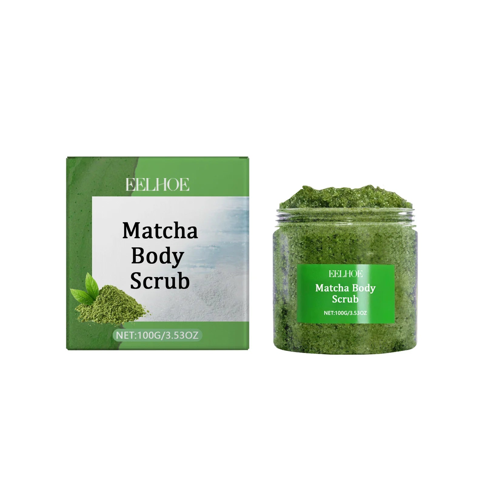 Eelhoe Matcha Sea Salt Body Scrub – Exfoliate & Brighten Skin Body Scrub Zpaxo 100g Boxed