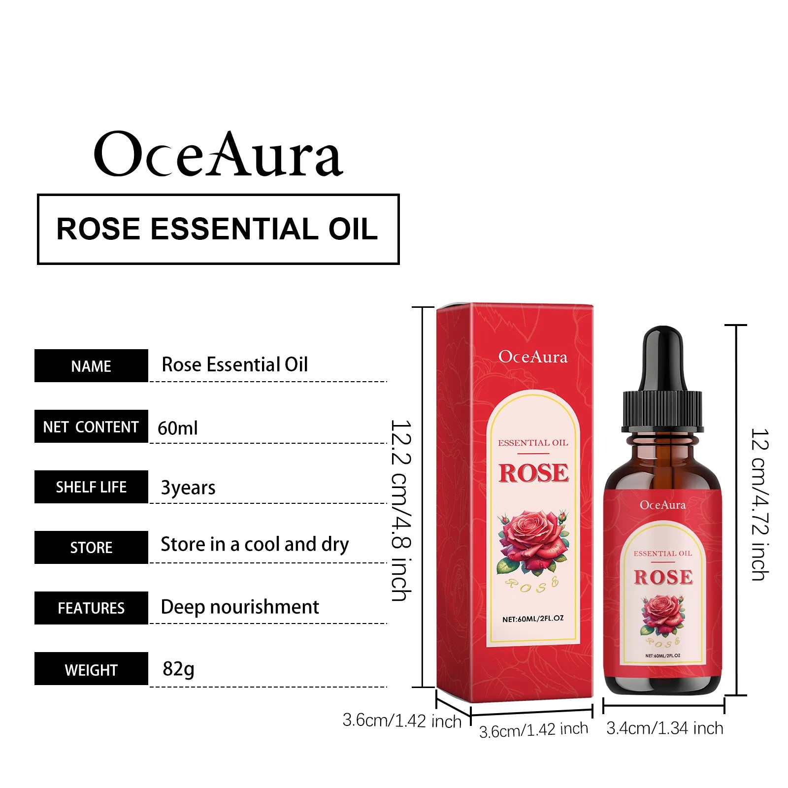 Rose Moisturizing Essential Oil - Deep Nourishment, Hydrates Skin, Relieves Dryness & Locks in Moisture Zpaxo