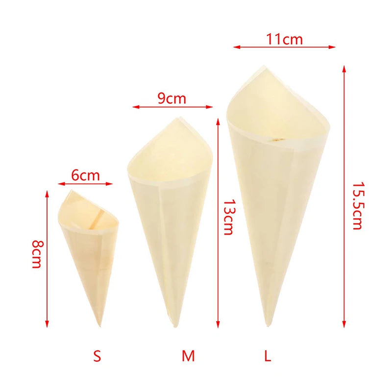 Cones Candy Boxes Disposable Wood Appetizer Biodegradable Cone Veneer