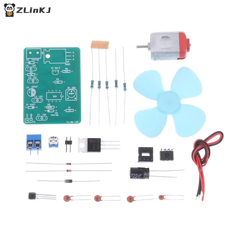 ▶NE555 DIY Electric Fan Kit DC 4.5V Motor Pulse Width Speed Controller DIY Electronic Soldering Practice Electronics Training Zpaxo
