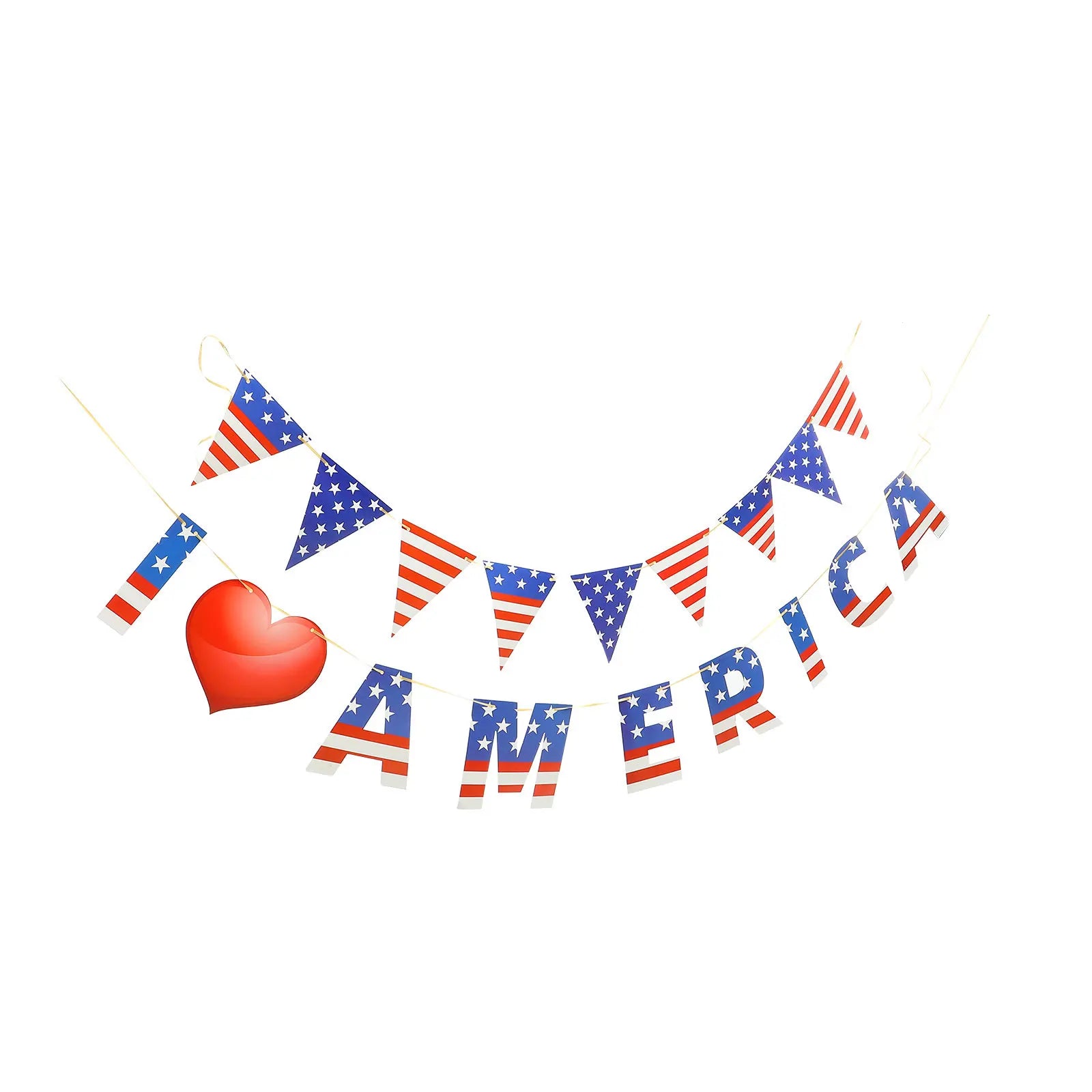 1Set Independence Day Pennant Garland Flag Decor Usa Patriotic Bunting for Wall Mantel Window Backdrop 4Th of July Party Zpaxo